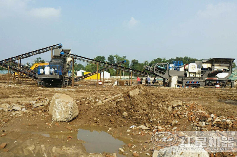 車載移動破石機，配顎破機+反擊破